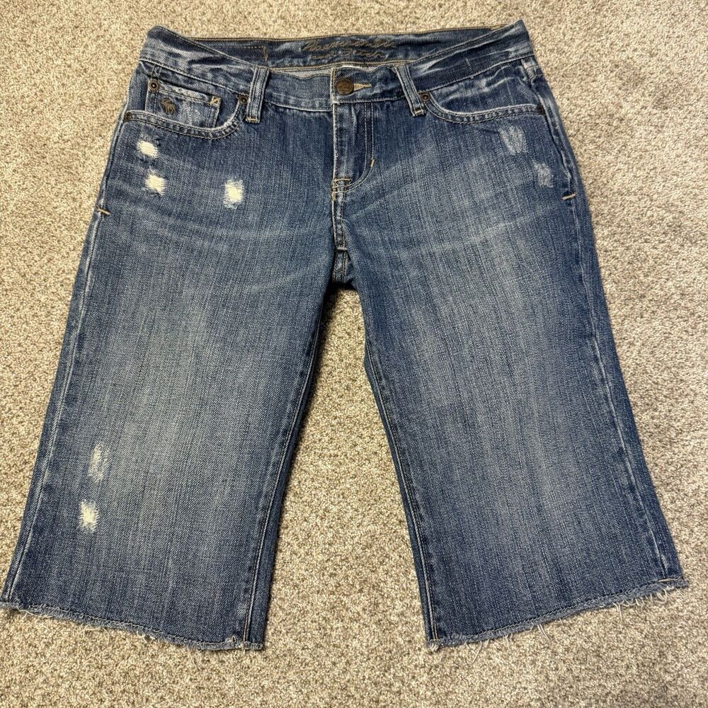 Vintage Abercrombie & Fitch Low Rise Denim Bermuda Shorts Distressed Size 00